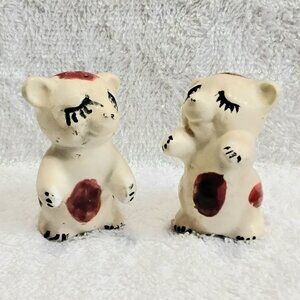 3/$20 Vintage Filled in Cute Asian Bear Cubs Salt & Pepper Shakers!!